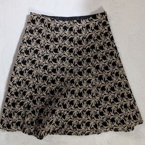 Axcess Black and Cream Floral A-Line Skirt, Size 6, 100% Cotton